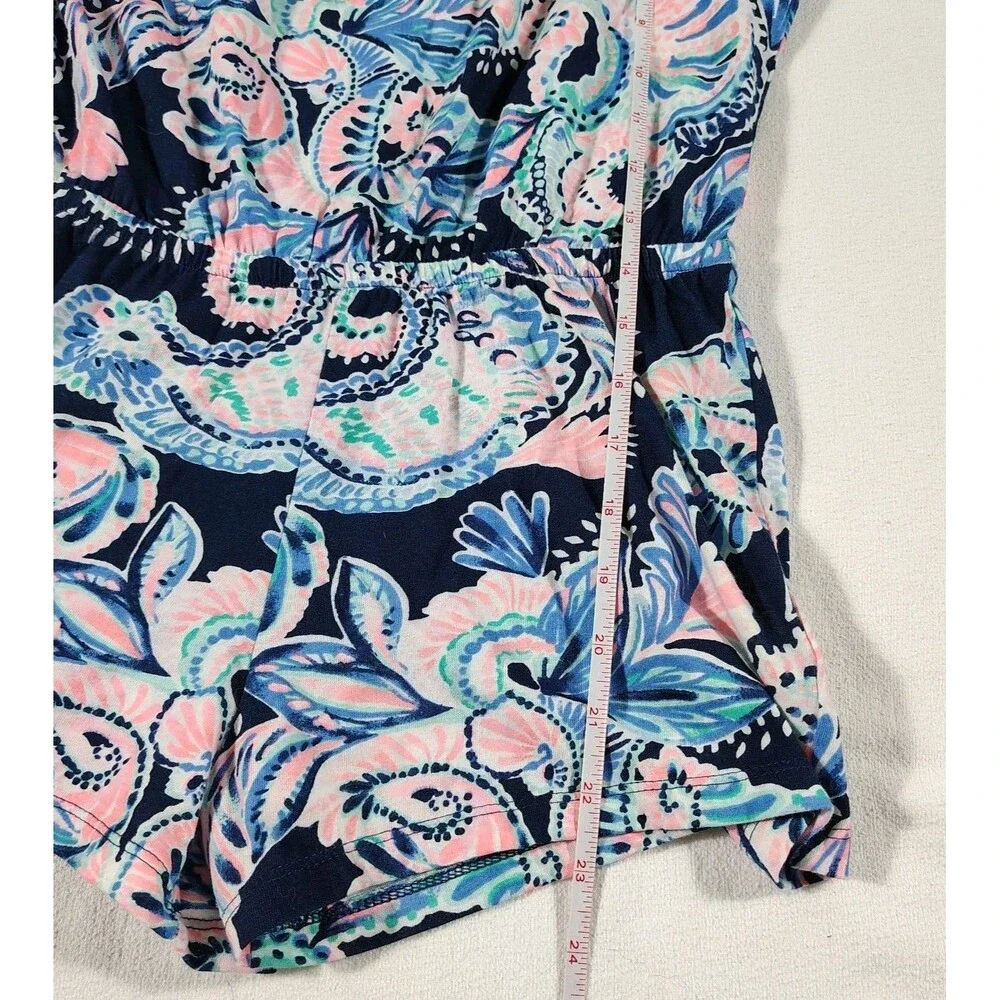 Lilly Pulitzer Girls Preppy Off Shoulder Romper Size Large 8-10 Paisley Coastal - Picture 6 of 7